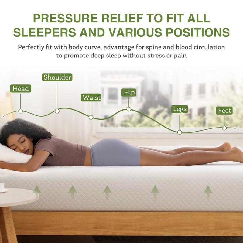EGOHOME Twin XL Memory Foam Mattress, 6 Inch Bed Mattress in a Box with Cooling Green Tea Gel, Relieve Pressure with Medium Support, CertiPUR-US Certified, 80''L x 38''W, White - Image 3