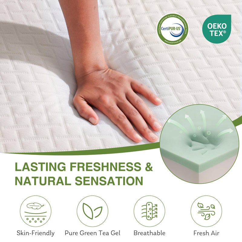 EGOHOME Twin XL Memory Foam Mattress, 6 Inch Bed Mattress in a Box with Cooling Green Tea Gel, Relieve Pressure with Medium Support, CertiPUR-US Certified, 80''L x 38''W, White - Image 4