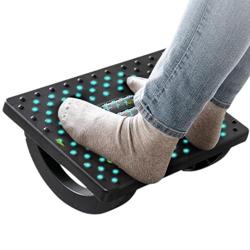 TechHark® Under Desk Foot Rest with Massage Rollers, Ergonomic Rocking Design, Grey/Black - Image 1