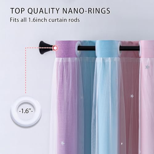 XiDi Dream Star Blackout Curtains for Kids Rooms Girl Princess Curtain for Daughter Bedroom 84 inches Long (Pink Purple, W52 X L84) - Image 4