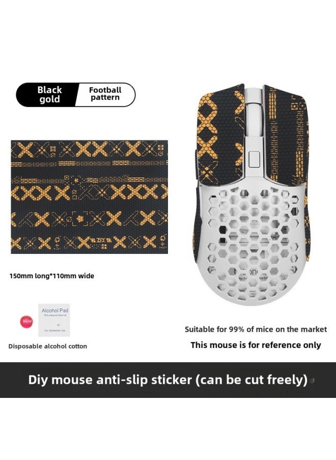 Generic - Universal Universal Mouse Non-slip Stickers Diy Mouse Stickers Back Stickers Side Skirts Sweat-absorbent Sweat-proof Palm Stickers Keyboard Camera-Color: One Piece Of Black Gold Printing - Image 1