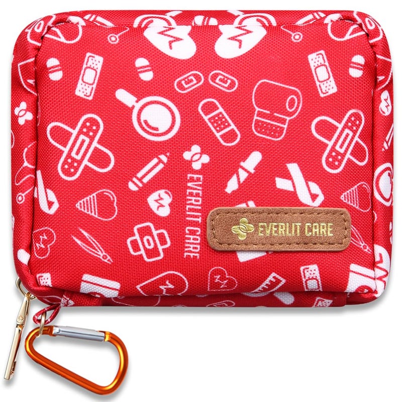 EVERLIT CARE EVERLIT Mini Rescue Pack 105 Medical Essentials Organized in Portable Storage Bag Pocket Size Kids First Aid Kit with D Ring Small FamilyFriendly Travel Medical Kit Original