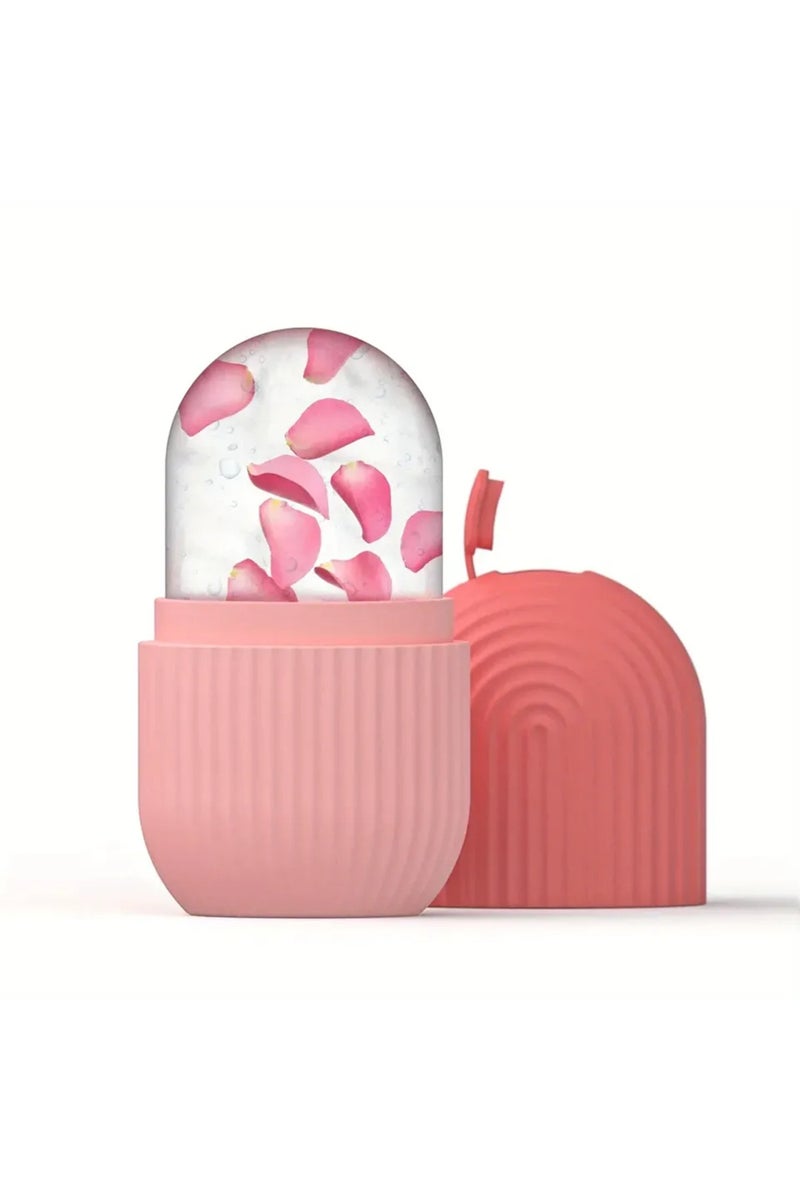 إيروريكس بكرة ثلج وردية مخططة لتدليك الوجه والعينين، قالب ثلج سيليكوني لتجميل الوجه وتقليل الانتفاخ