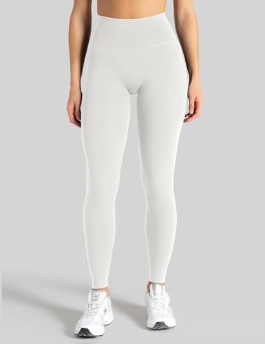 Unthewe Naked-Feel No Front Seam Leggings for Women - High Waisted Buttery Soft Workout Yoga Pants 25"(U810-Moon White-S) - Image 2