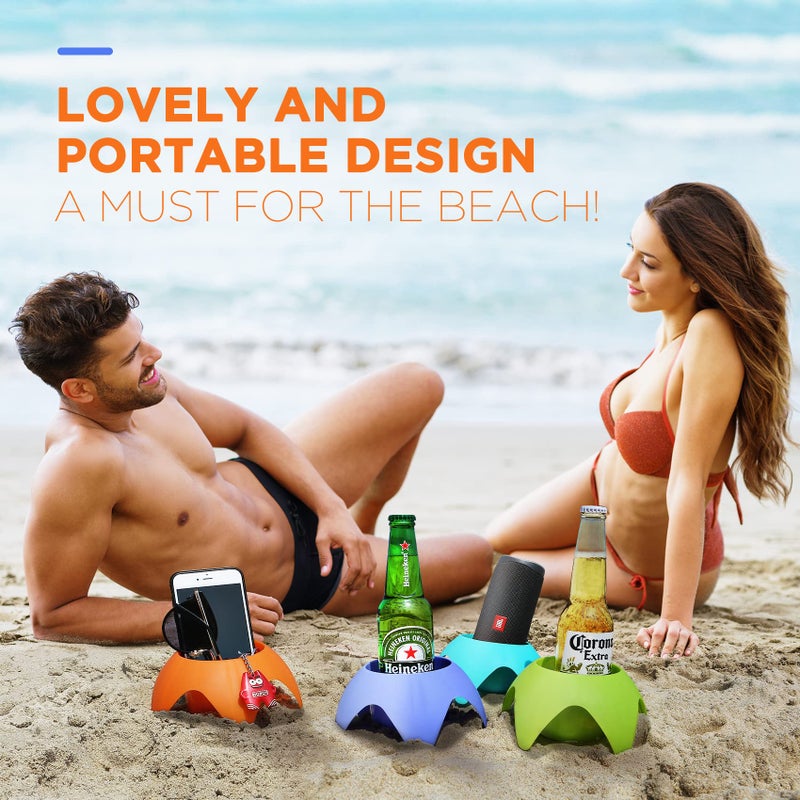 Uarzt Beach Vacation Essentials Accessories - Beach Drink Cup Holder Sand Coasters, Trip Must Haves Sand Cup Holders for Women Adults Family Friends(Multicolor, 7 Pack) - Image 5