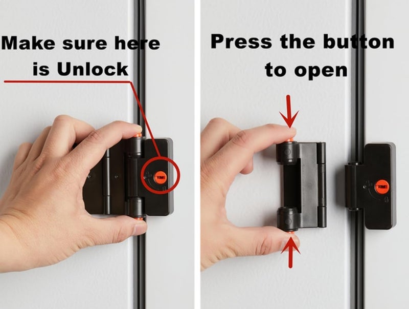 FIGEPO Refrigerator Adhesive Locks Double Button Fridge Door Lock with Key Child Proof Freezer Cooler Door Lock Child Baby Safety File Drawer Lock and Cabinet Locks Black 2 - Image 4