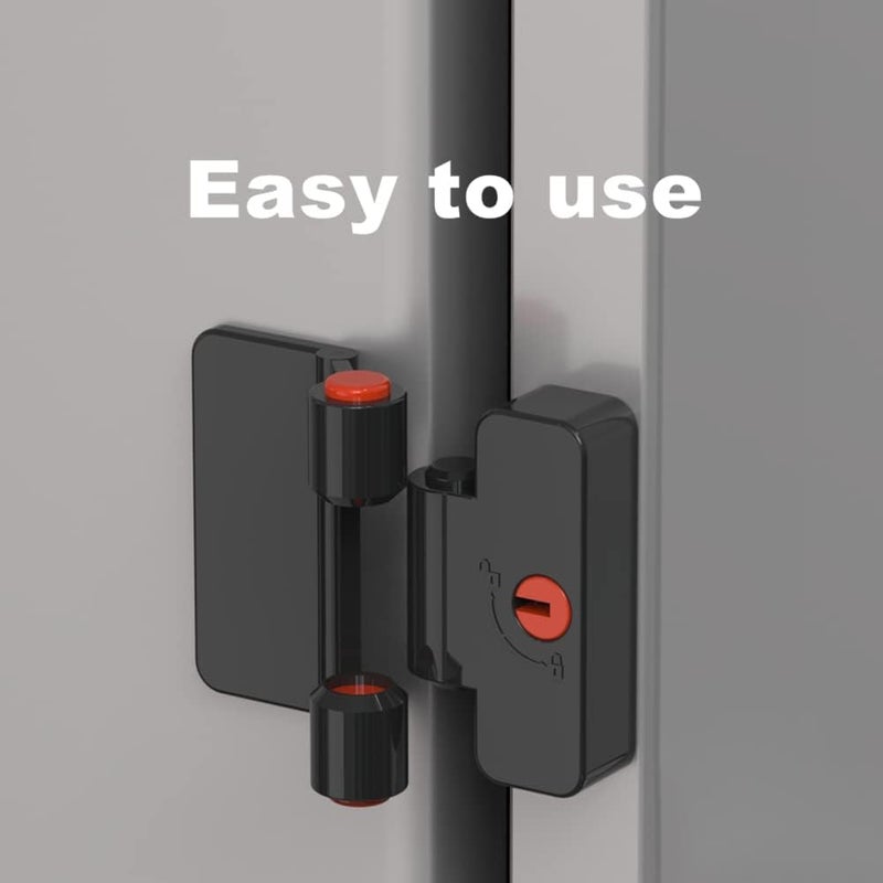 FIGEPO Refrigerator Adhesive Locks Double Button Fridge Door Lock with Key Child Proof Freezer Cooler Door Lock Child Baby Safety File Drawer Lock and Cabinet Locks Black 2 - Image 3