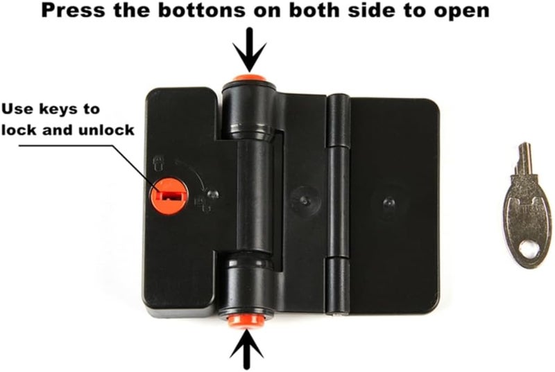 FIGEPO Refrigerator Adhesive Locks Double Button Fridge Door Lock with Key Child Proof Freezer Cooler Door Lock Child Baby Safety File Drawer Lock and Cabinet Locks Black 2 - Image 5