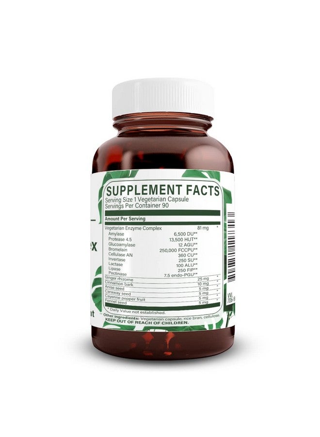 Natural Nutra Plant Based Digestive Enzyme Complex With Herbs Prevents Stomach Bloating Amylase Bromelain Lipase Protease Lactase 90 Vegan Capsules - Image 2