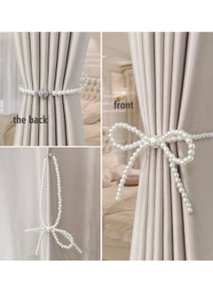 STAUD 1 Piece Curtain Tiebacks ,Strong Magnetic Curtain Tiebacks,Pearl Design Curtain Ties ,Curtain Holders for Drapes Backs ,Modern Style Curtain Hooks Holdback Decorative(Bows)  - Image 2