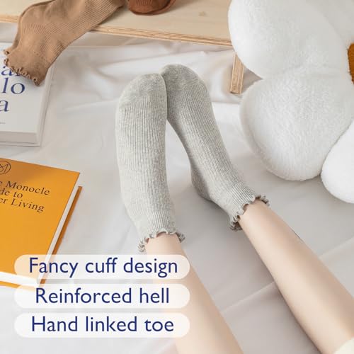 Hstyle Ruffle Socks Women - Turn-Cuff Casual Cute Ankle Socks, 6 Pairs Mixed Color - Image 5