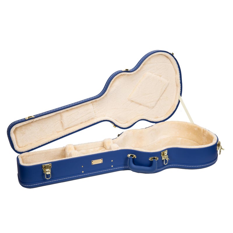 Crossrock Wooden OM Guitar Case for Martin 000-14 Fret | Vibrant Blue Faux Leather, Beige Plush Interior, Lock â€“ Designer Series(CRW520OMVB) - Image 1