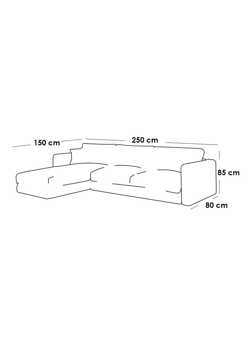 مردود السعودية كنبة زاوية رُكنة على شكل حرف L مصنوعة من خشب سويدي طبيعي مع قماش كتان مقاس 250 / 150 × 80 × 85 سم- اللون بيج - الموديل ELEGSOF18 - Image 3