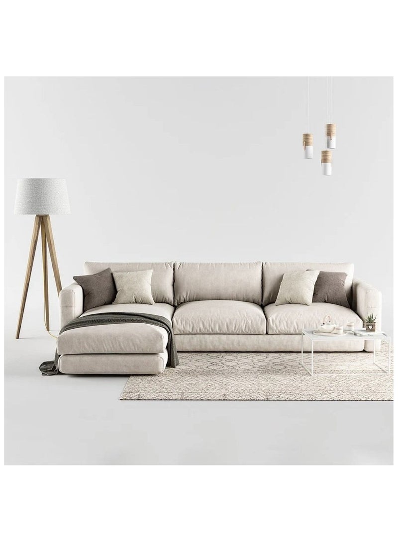 مردود السعودية كنبة زاوية رُكنة على شكل حرف L مصنوعة من خشب سويدي طبيعي مع قماش كتان مقاس 250 / 150 × 80 × 85 سم- اللون بيج - الموديل ELEGSOF18 - Image 2