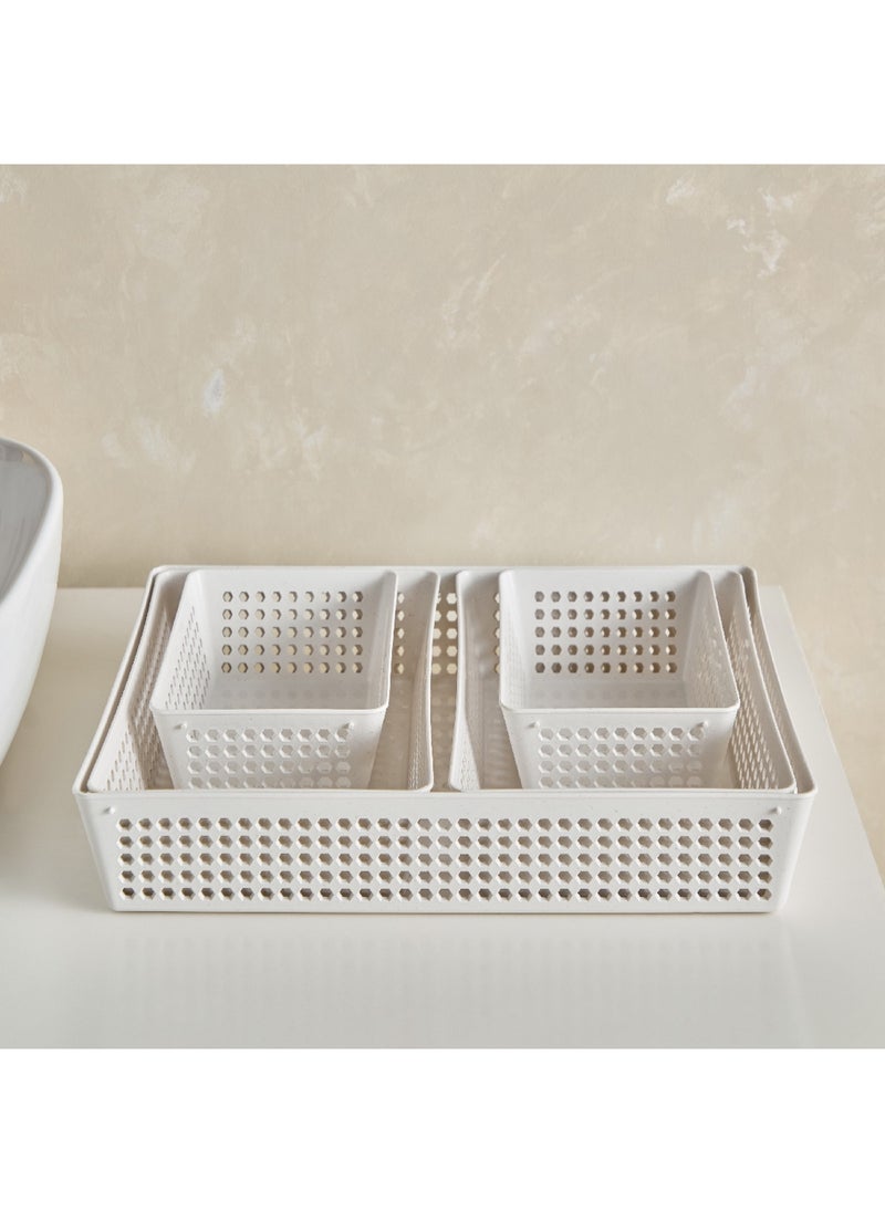 Home Box مجموعة سلال تخزين أنيقة من قش الأرز 5 قطع 32.5 × 5.5 × 23.8 سم  - Image 2
