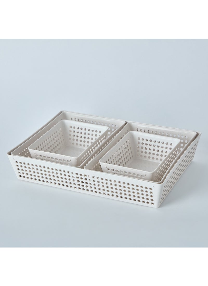 Home Box مجموعة سلال تخزين أنيقة من قش الأرز 5 قطع 32.5 × 5.5 × 23.8 سم  - Image 5