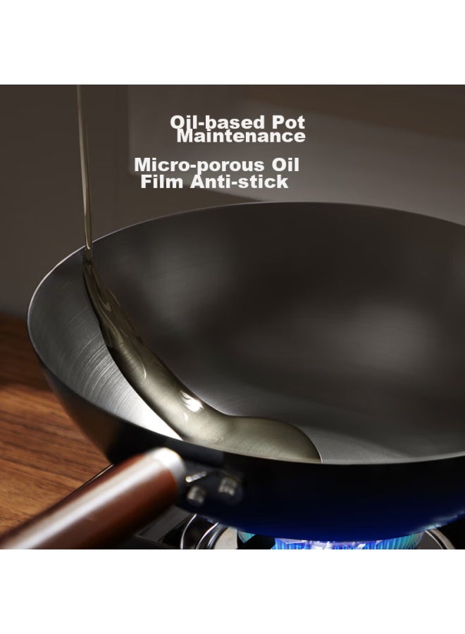 Joyoung Wok, Iron Pan, Non-coated Pure Iron Pan, Stir-fry Pan, Suitable For Stove, 32cm With Lid, Cf32-c121 - Image 4