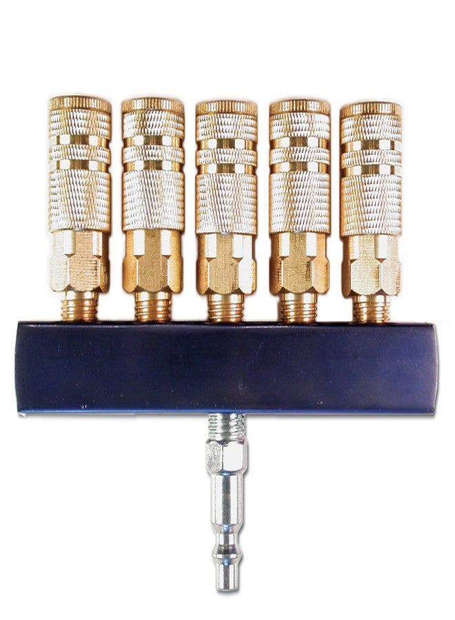 Primefit مشعب هواء Primefit M14025-7 بخمسة اتجاهات مع وصلات نحاسية صناعية بستة كرات بقطر ربع بوصة - Image 1