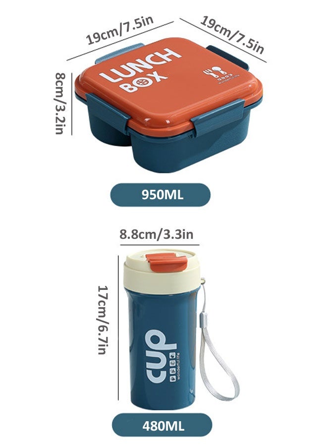 Super ZYouth Lunch Boxes with Water Cup Set for Kids & Adults, Bento Box for Children's School with 3 Compartments, Leak-Proof Lunch Food Container for Office, Home and Travel - Image 2