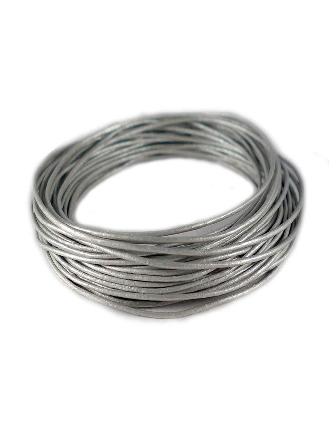 Cords Craft Round Leather Cord 1mm Metallic for Necklace, Making Jewelry, Bracelet, DIY Project, Beading and Bradiing Work, (Metallic Grey) Coil of 10 Meters - Image 1