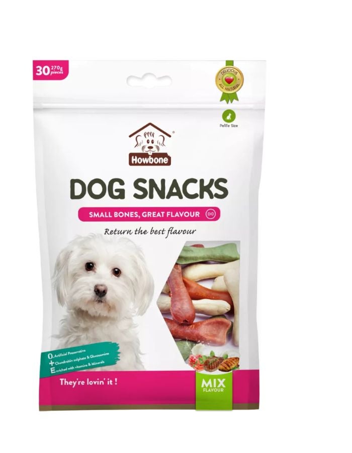 Howbone Small Bone Dog Snacks – Mixed Flavors, 30pcs/Pack (270g) – Tasty & Healthy Chew Treats for Dogs - Image 1