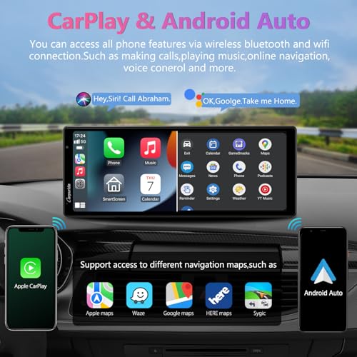Carpuride 2025 CARPURIDE W903 Portable Carplay & Android Auto with Dash Cam - 9.3" HD IPS Screen, 4K Front &1080P Rear Cam, Loop Recording, Bluetooth, Mirror Link, GPS, Siri, Dashboard Mounted - Image 2