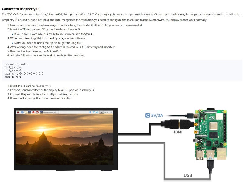 Ingcool 7 inch HDMI LCD 1024x600 Resolution Capacitive Touch Screen IPS Display Module Compatible with Raspberry Pi 4 3 2 1 B B+ A+, PC, Supports Windows 10/8.1/8 / 7 - Image 3