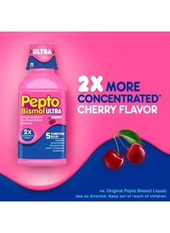 Pepto Bismol Liquid Ultra For Nausea, Heartburn, Indigestion, Upset Stomach, and Diarrhea - 5 Symptom Fast Relief, Cherry Flavor 12 Oz, Pack of 3  - Image 4