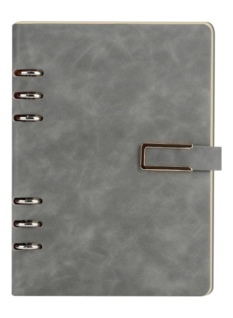 SOLARAE 6-Ring PU Leather Notebook Binder, Classic Hardbound with Metal Buckle, 100 Sheets (200 Pages) of 100 GSM Lined Paper, Stylish Design, Perfect for Gifts, Office, and School Supplies. - Image 1