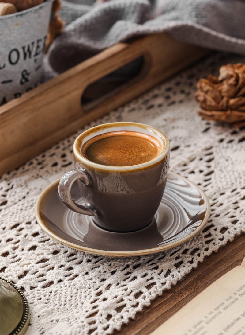 شور فناجين قهوة سيراميك، فناجين إسبريسو، فناجين قهوة عربية، فناجين قهوة تركية، طقم فناجين وصحون، مناسب للمنزل، المكتب، المطاعم، حفلات الحديقة، طقم شاي ما بعد الظهيرة. - Image 1