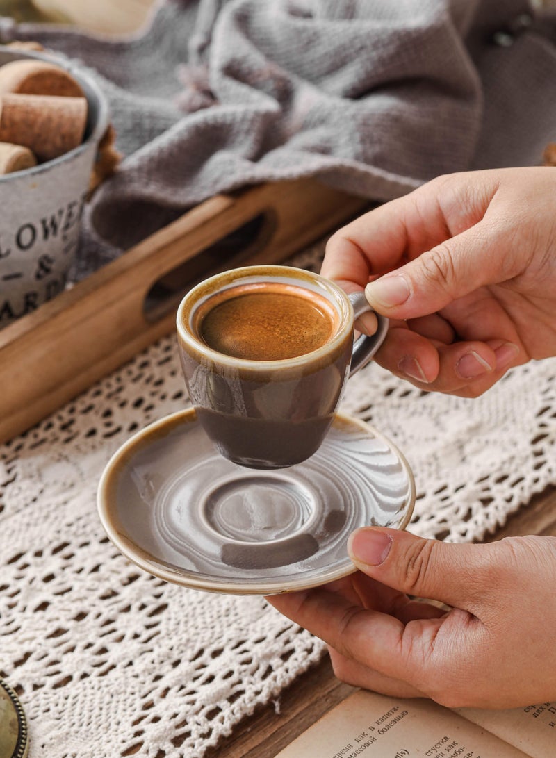 شور فناجين قهوة سيراميك، فناجين إسبريسو، فناجين قهوة عربية، فناجين قهوة تركية، طقم فناجين وصحون، مناسب للمنزل، المكتب، المطاعم، حفلات الحديقة، طقم شاي ما بعد الظهيرة. - Image 2