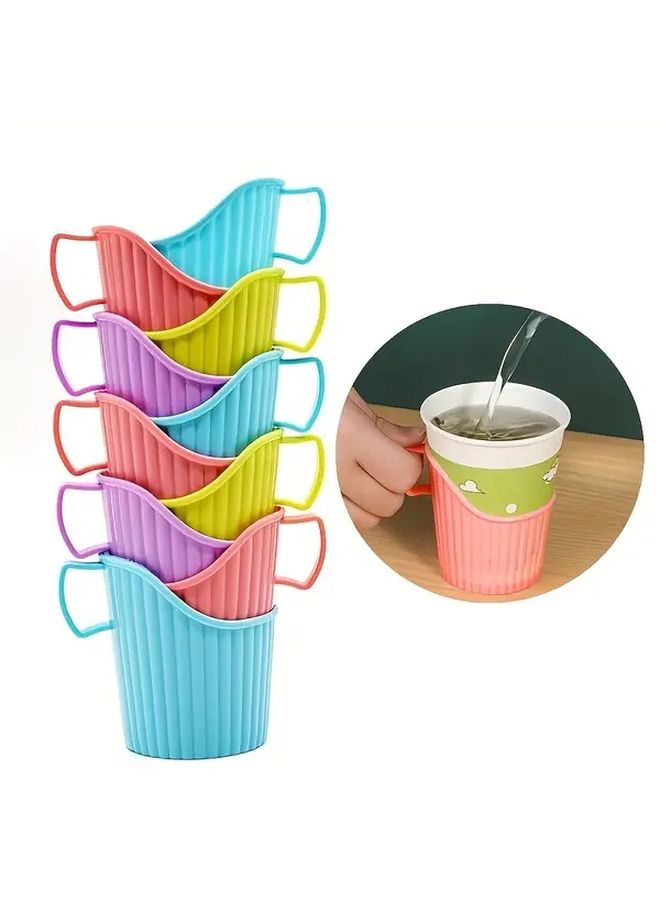 6 Random Color Heavy Duty Heat Resistant Disposable Cup Holders 6 Pack Thick Plastic Beverage Base Hot Drink Protectors For Parties Office Picnic Camping Compatible With Cups - Image 2