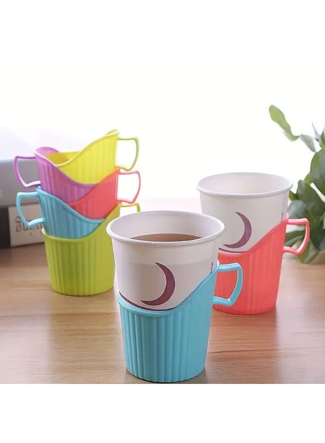 6 Random Color Heavy Duty Heat Resistant Disposable Cup Holders 6 Pack Thick Plastic Beverage Base Hot Drink Protectors For Parties Office Picnic Camping Compatible With Cups - Image 4