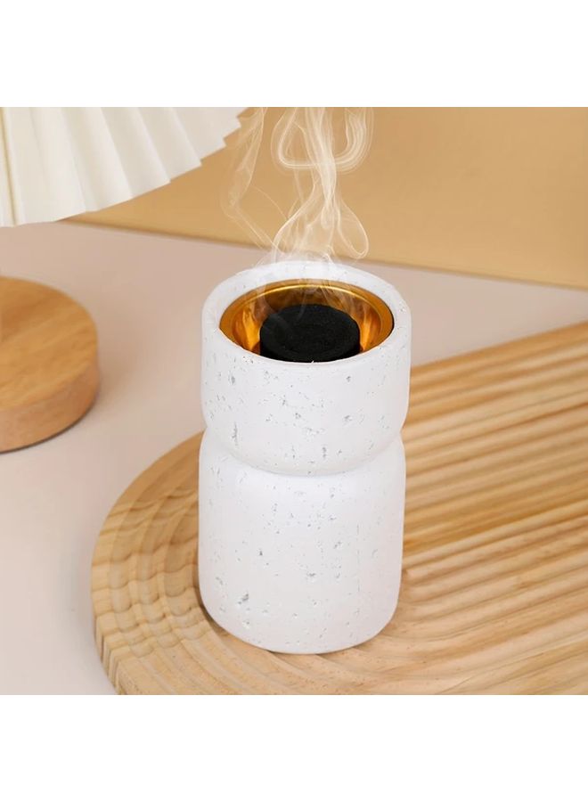 Modern Cylindrical Resin Incense Burner White Combo Base - Image 3