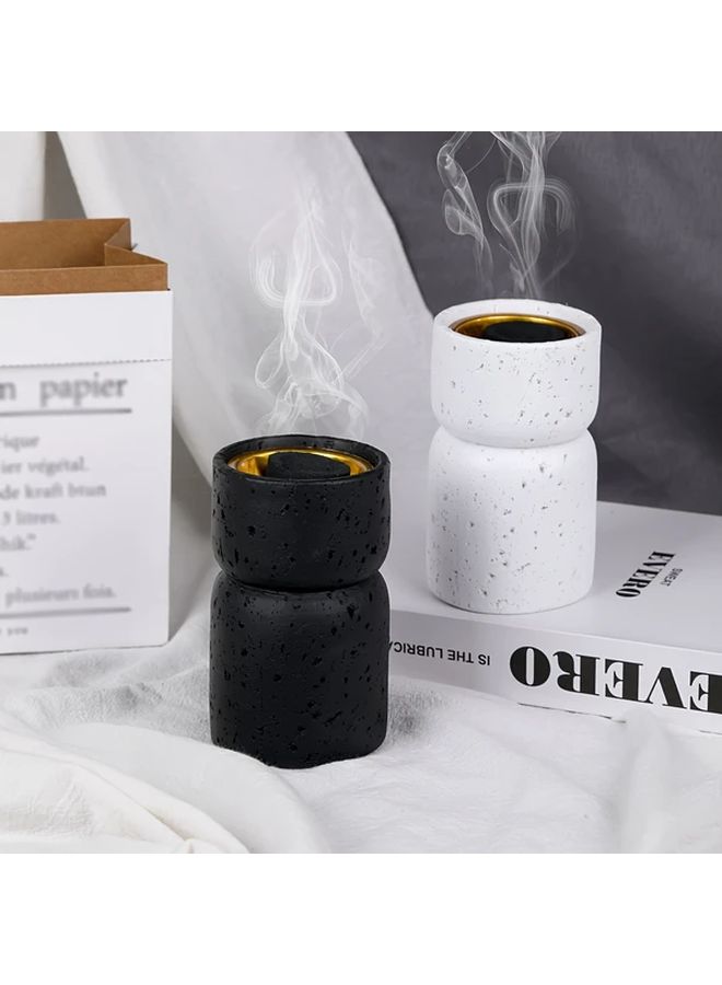Modern Cylindrical Resin Incense Burner White Combo Base - Image 5