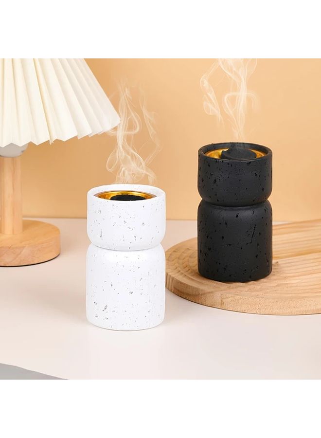 Modern Cylindrical Resin Incense Burner White Combo Base - Image 1