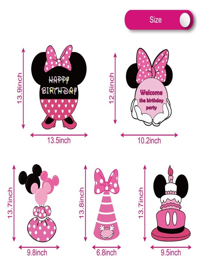 OULUN Minnie Birthday Party Supplies,Cartoon Minnie Yard Lawn Sign Birthday Decorations,Girl Birthday Party Decorations(5PCS) - Image 4