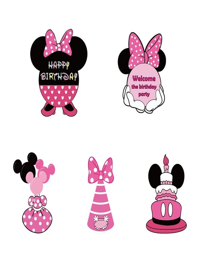 OULUN Minnie Birthday Party Supplies,Cartoon Minnie Yard Lawn Sign Birthday Decorations,Girl Birthday Party Decorations(5PCS) - Image 3