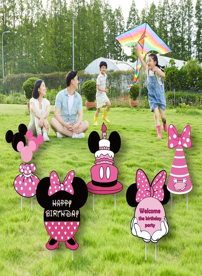 OULUN Minnie Birthday Party Supplies,Cartoon Minnie Yard Lawn Sign Birthday Decorations,Girl Birthday Party Decorations(5PCS) - Image 5