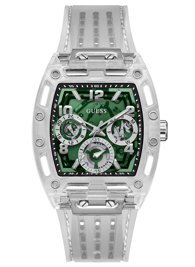 GUESS ساعة متعددة الوظائف بقرص أخضر شفاف للرجال - GW0499G8  - Image 1