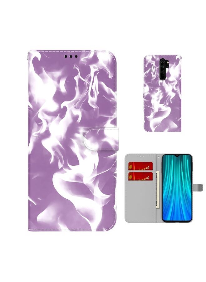 HuHa Case Cover For Xiaomi Redmi Note 8 Pro Cloud Fog Pattern Horizontal Flip Leather Case with Holder & Card Slot & Wallet Purple 