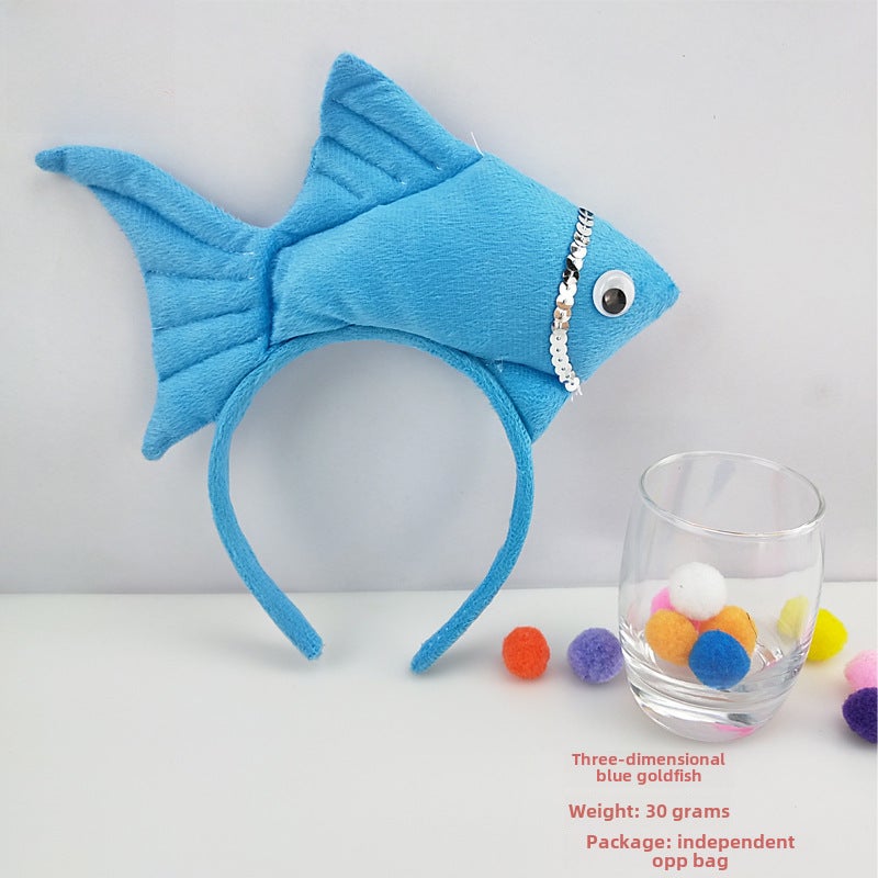 Generic Halloween Ocean Animal Headband Cute Cartoon Fish Hair Accessory stereo blue goldfish