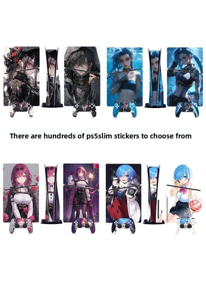 Suitable For Sony PS5 Game Console Sticker Optical Drive Version Protective Film Fashion Cartoon Game Full Set Of Sticker Film-Color:PS5SlimDiscQT-13146 - Image 4