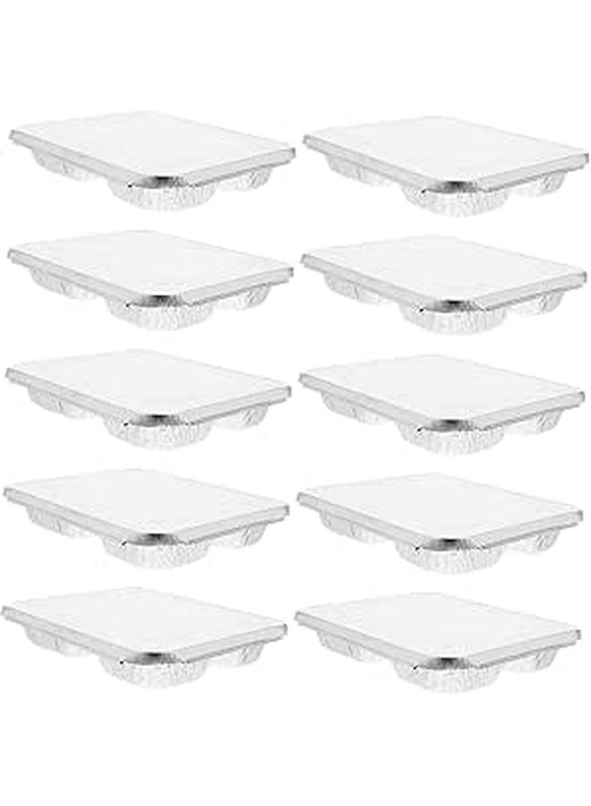 Large Disposable Aluminum Foil Pans With Lids For Baking Roasting Cooking Camping Picnics 10 Pack - Image 1