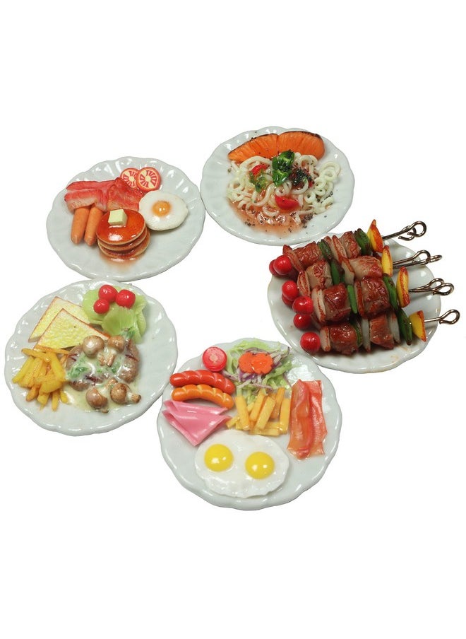 ThaiHonest Mixed 5 Assorted Breakfast Setpancakebarbecue Grill And Spaghetti Set Dollhouse Miniature Foodtiny Food Dollhouse Accessories For Collectibles  - Image 1