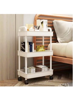 Alissa 3 Tier Plastic Storage Shelf Rolling Utility Cart Toys Storage Organizer Shelves Storage Trolley with Wheels,Easy Assembly for Bathroom Kitchen Office(White)  - Image 2