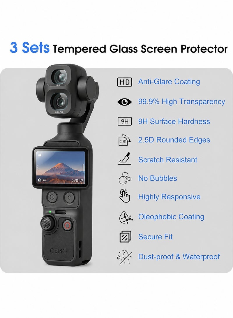 سجيت طقم ملحقات DJI OSMO Pocket 4P Pocket 4 Pro، غطاء حماية من السيليكون، واقي شاشة من الزجاج المقسى، واقي للعدسة (أسود) - Image 3