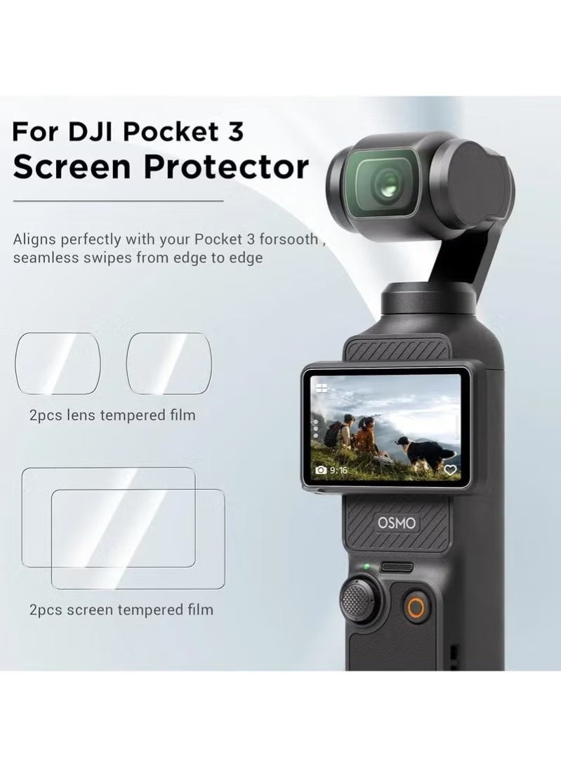 واقي عدسة وشاشة لـ DJI Osmo Pocket 3 واقي شاشة [2+2 قطعة] زجاج مقسّى سهل التركيب - Image 5