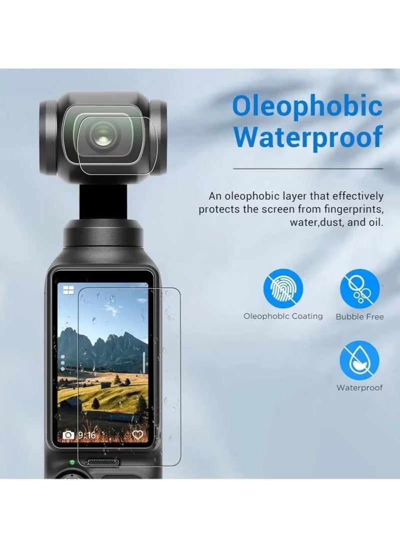 واقي عدسة وشاشة لـ DJI Osmo Pocket 3 واقي شاشة [2+2 قطعة] زجاج مقسّى سهل التركيب - Image 3