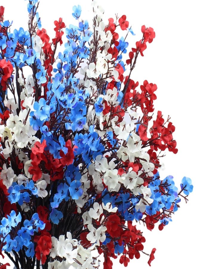 DoubleWood 4 of July Decor Artificial Flowers Indoor, 10PCS Red White and Blue Artificial Babys Breath Flowers, Patriotic Decor for Floral Arrangement Table Centerpieces (10, Red, White and Blue) - Image 2